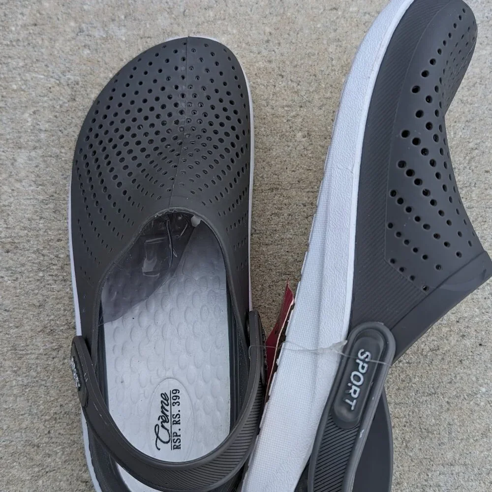 Gray Unisex Classic Clogs Sandals with Back Strap Water Friendly Slip-ons